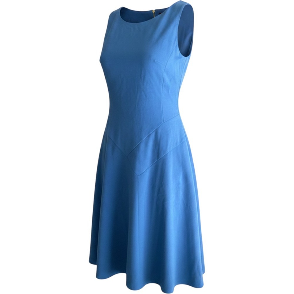 Tahari ASL Blue Sleeveless Fit and Flare Dress Size 16 2AM256 Cornflower Blue